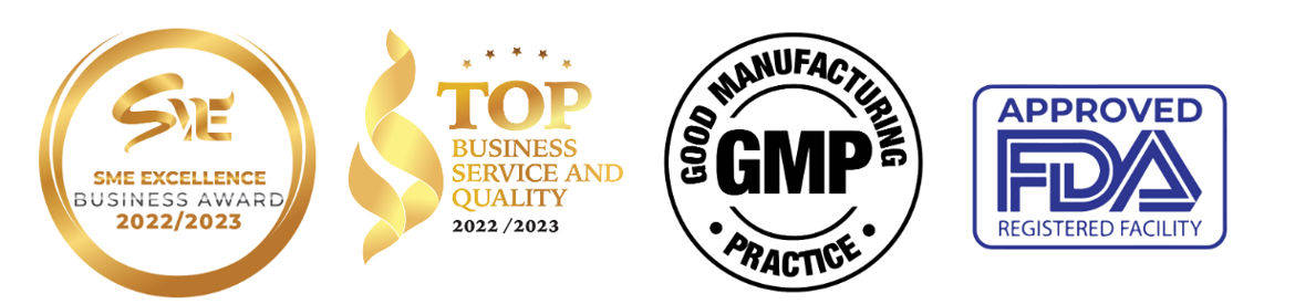 SME Excellence Award, Top Business Service and Quality, GMP, FDA Registered Facility